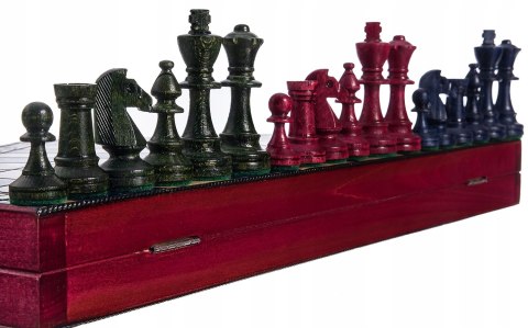 SZACHY DLA TRZECH DREWNIANE KOLOROWE DUŻE 46cm polska gra planszowa zestaw SZACHY DLA TRZECH DREWNIANE KOLOROWE DUŻE 46cm polska gra planszowa zestaw