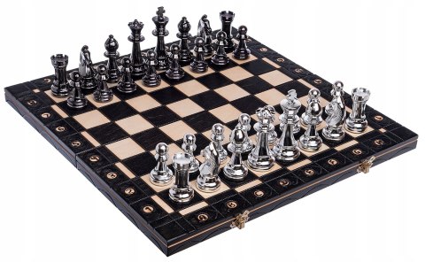 SZACHY DREWNIANE SENATOR SREBRNO-CZARNE DUŻE 42 cm z figurami Staunton nr 6 SZACHY DREWNIANE SENATOR SREBRNO-CZARNE DUŻE 42 cm z figurami Staunton nr 6