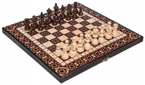 Szachy SUŁTAN drewniane 35 cm Ozdobna szachownica Metalowe zawiasy Handmade Szachy SUŁTAN drewniane 35 cm Ozdobna szachownica Metalowe zawiasy Handmade