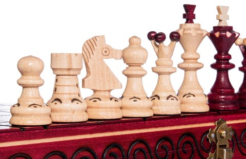 Szachy drewniane PERŁA MAŁA CZERWONA 35 cm szachownica ozdobne figury szach Szachy drewniane PERŁA MAŁA CZERWONA 35 cm szachownica ozdobne figury szach