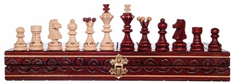 Szachy drewniane PERŁA MAŁA MAHONIOWA 35cm szachownica ozdobne figury szach Szachy drewniane PERŁA MAŁA MAHONIOWA 35cm szachownica ozdobne figury szach