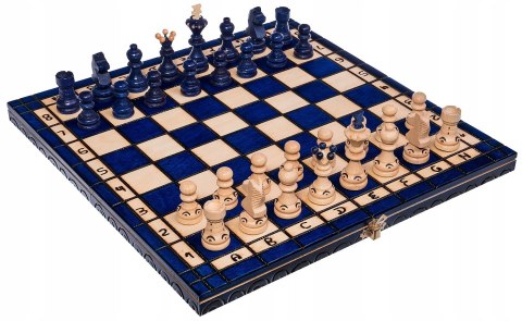 Szachy drewniane PERŁA MAŁA NIEBIESKA 35cm szachownica ozdobne figury szach Szachy drewniane PERŁA MAŁA NIEBIESKA 35cm szachownica ozdobne figury szach