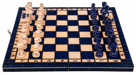 Szachy drewniane PERŁA MAŁA NIEBIESKA 35cm szachownica ozdobne figury szach Szachy drewniane PERŁA MAŁA NIEBIESKA 35cm szachownica ozdobne figury szach