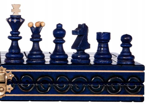 Szachy drewniane PERŁA MAŁA NIEBIESKA 35cm szachownica ozdobne figury szach Szachy drewniane PERŁA MAŁA NIEBIESKA 35cm szachownica ozdobne figury szach