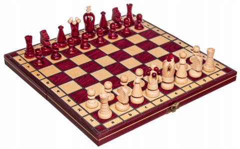 Szachy drewniane RUBEDO 31 cm Czerwone Ozdobna szachownica metalowe zawiasy Szachy drewniane RUBEDO 31 cm Czerwone Ozdobna szachownica metalowe zawiasy